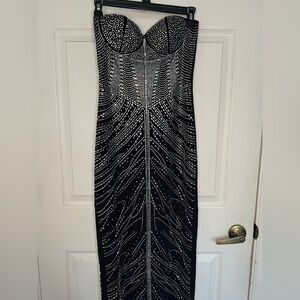 Elegant Black and Silver Strapless Dress